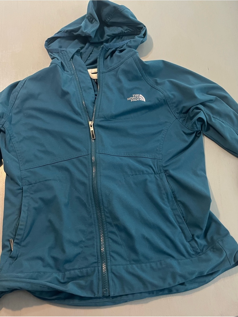 The North Face Womens Teal Hooded Softshell Jacket Size Medium